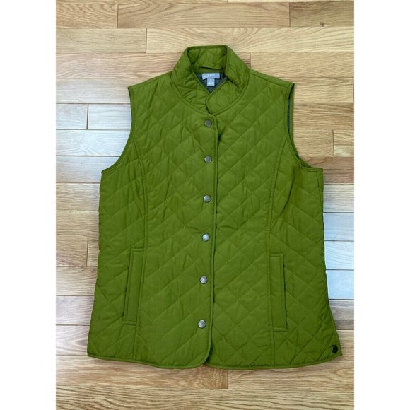 *J Jill Quilted Vest Womens Small Petite Green Snap Closure Pockets Casual Soft - Picture 2 of 6